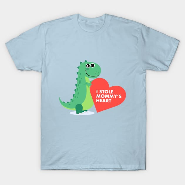 I stole mommy's heart - Dinosaur Boys Valentines Day T-Shirt by Happy Lime